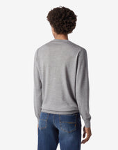 Sweater Girocollo Grigia In Lana Extra Fine 120 S
