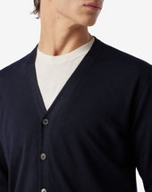 Cardigan Navy In Lana Extra Fine 120 S