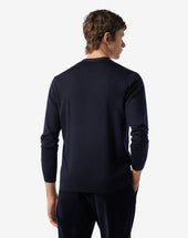 Cardigan Navy In Lana Extra Fine 120 S
