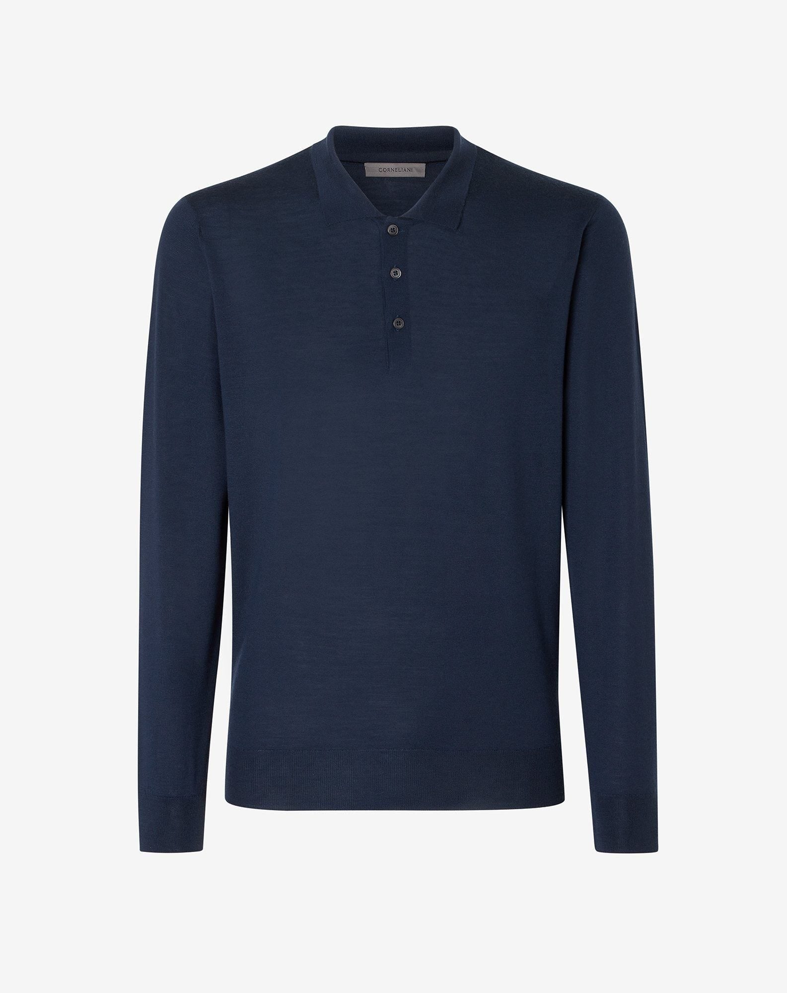 Polo A Bottoni In Lana Extra Fine 120 S