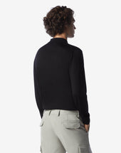 Polo Zip Nera In Lana Extra Fine 120 S