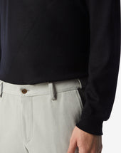 Polo Zip Nera In Lana Extra Fine 120 S