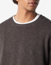 Sweater Girocollo Scuro Mulin In Puro Cashmere