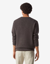 Sweater Girocollo Scuro Mulin In Puro Cashmere
