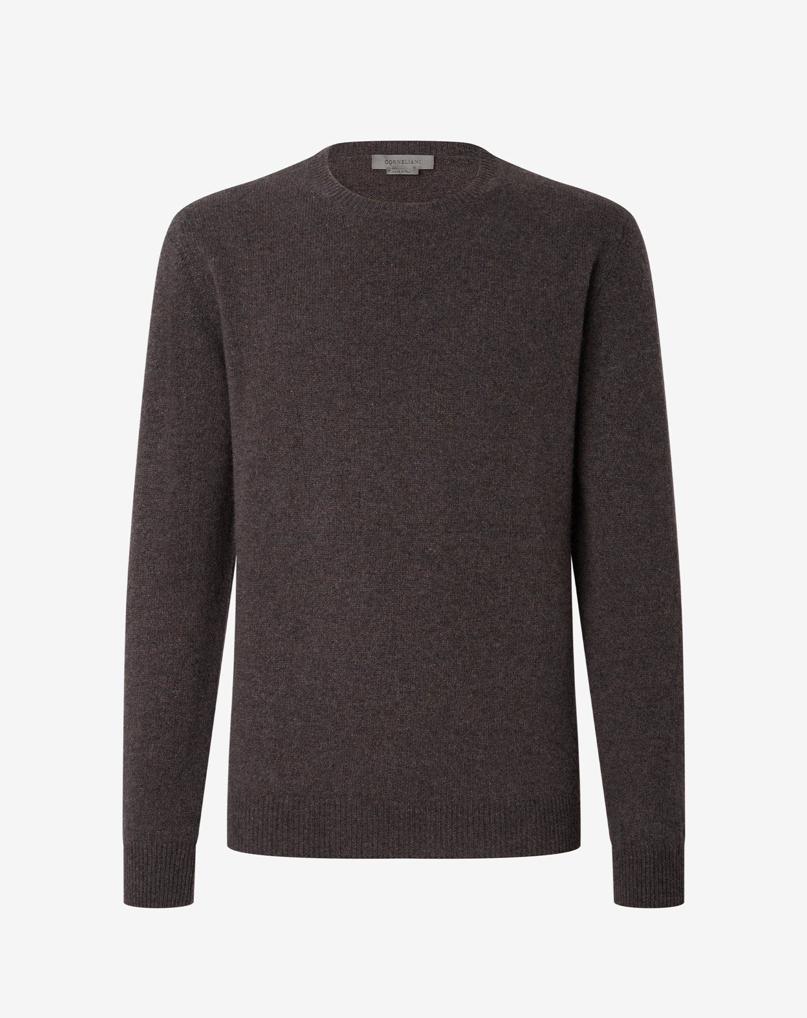 Sweater Girocollo Scuro Mulin In Puro Cashmere