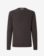 Sweater Girocollo Scuro Mulin In Puro Cashmere