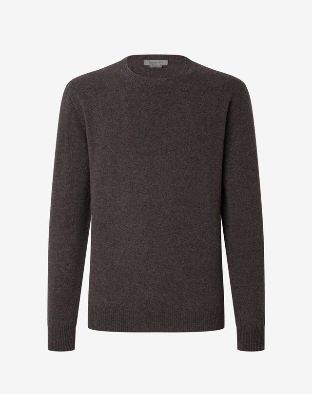Sweater Girocollo Scuro Mulin In Puro Cashmere