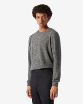 Sweater Girocollo Grigia Mulin In Puro Cashmere