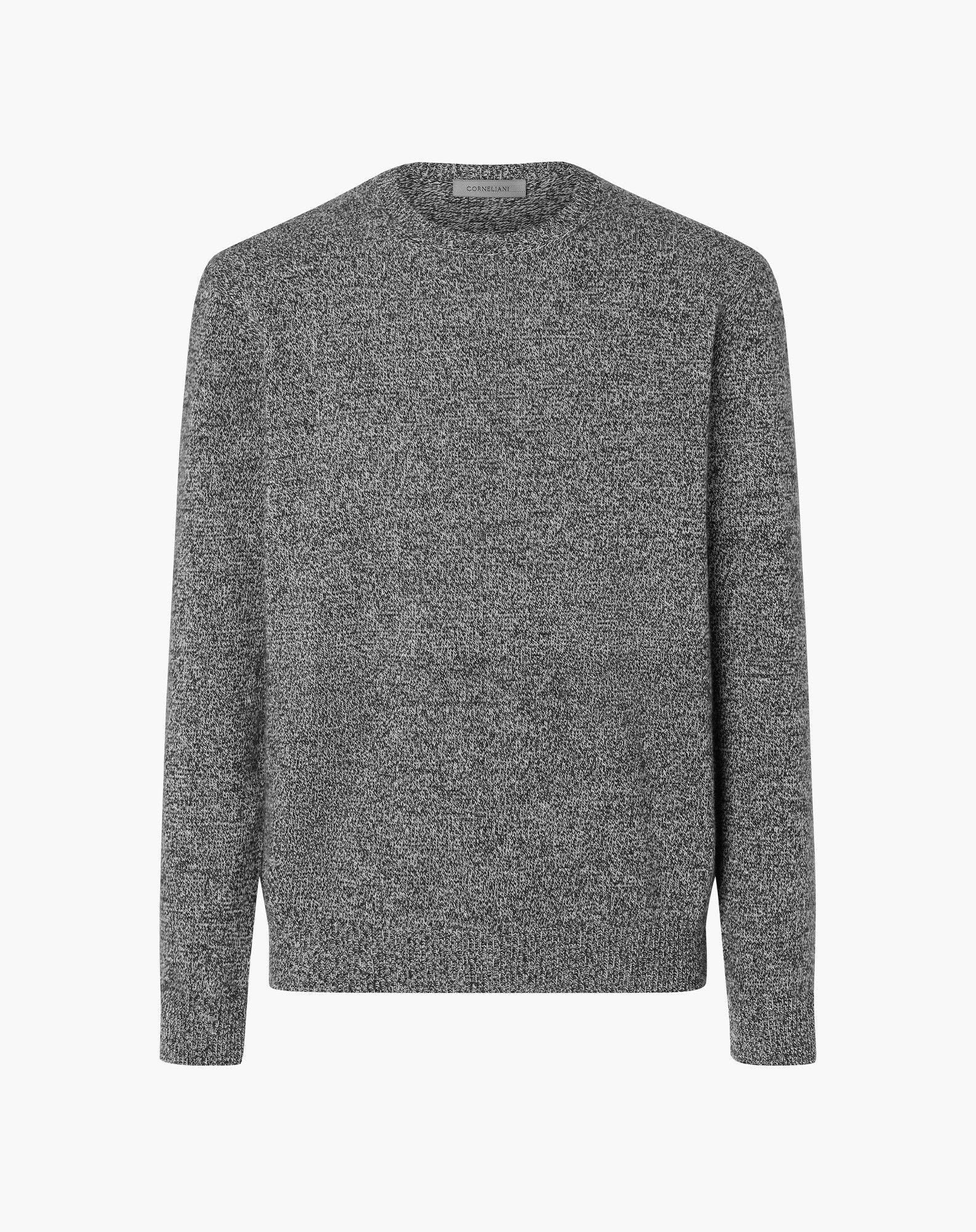 Sweater Girocollo Grigia Mulin In Puro Cashmere