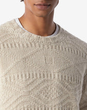 Sweater Girocollo In Eco Cashmere Con Motivi Geometrici