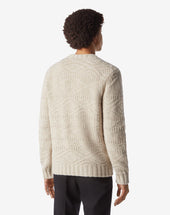 Sweater Girocollo In Eco Cashmere Con Motivi Geometrici