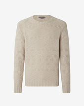 Sweater Girocollo In Eco Cashmere Con Motivi Geometrici