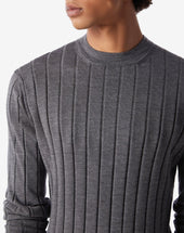 Sweater Girocollo Grigia In Merino Extra Fine