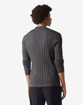 Sweater Girocollo Grigia In Merino Extra Fine