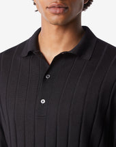 Polo A Bottoni Nera In Merino Extra Fine