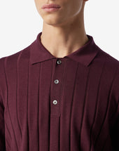Polo A Bottoni Bordeaux In Merino Extra Fine