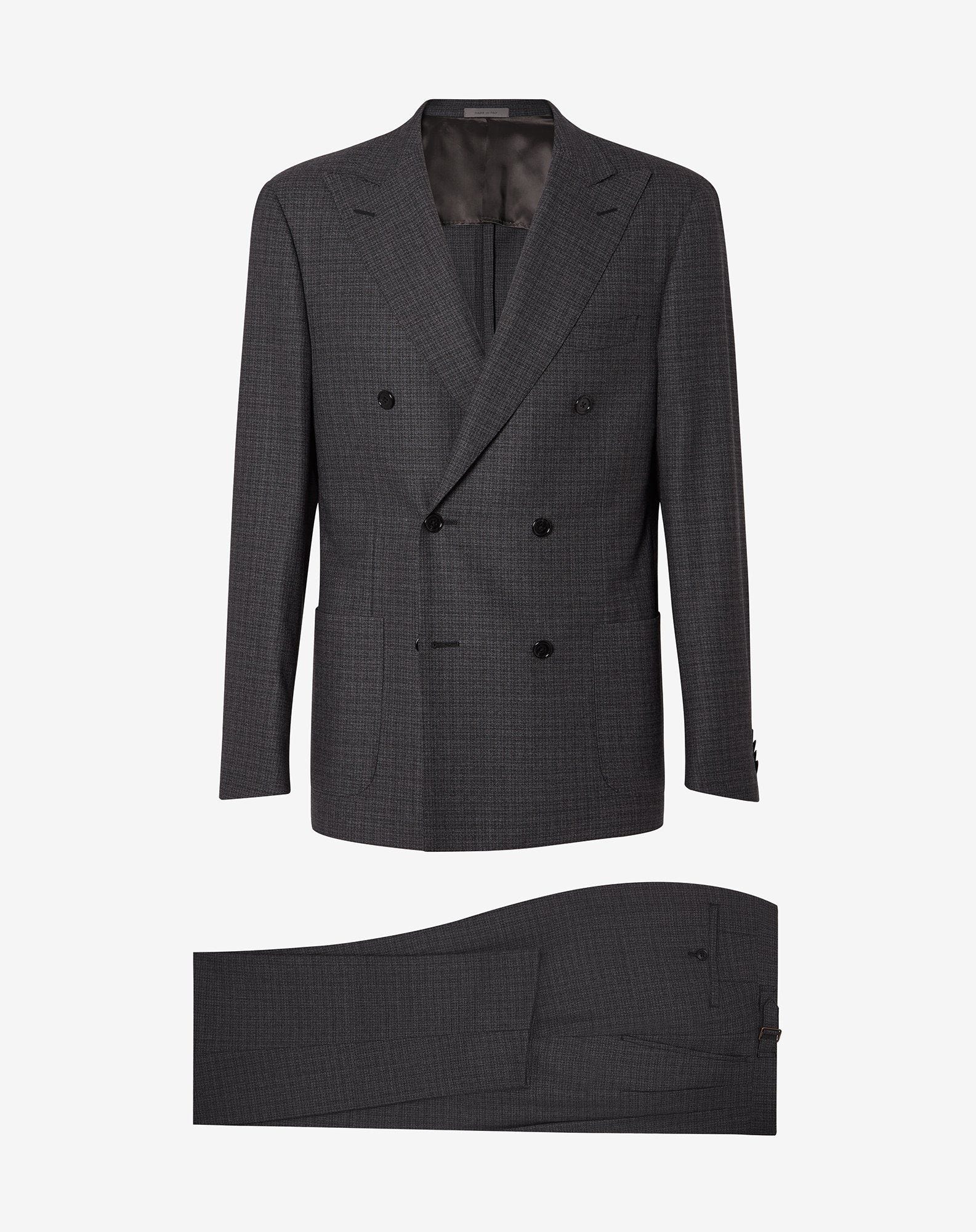 Suit grigio in lana con micro fantasia