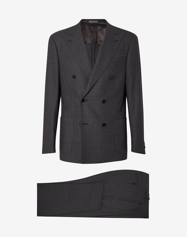 Suit grigio in lana con micro fantasia