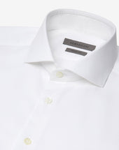 Shirt Bianca In Cotone Oxford Con Micro Fantasia