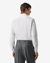 Shirt Bianca In Cotone Oxford Con Micro Fantasia