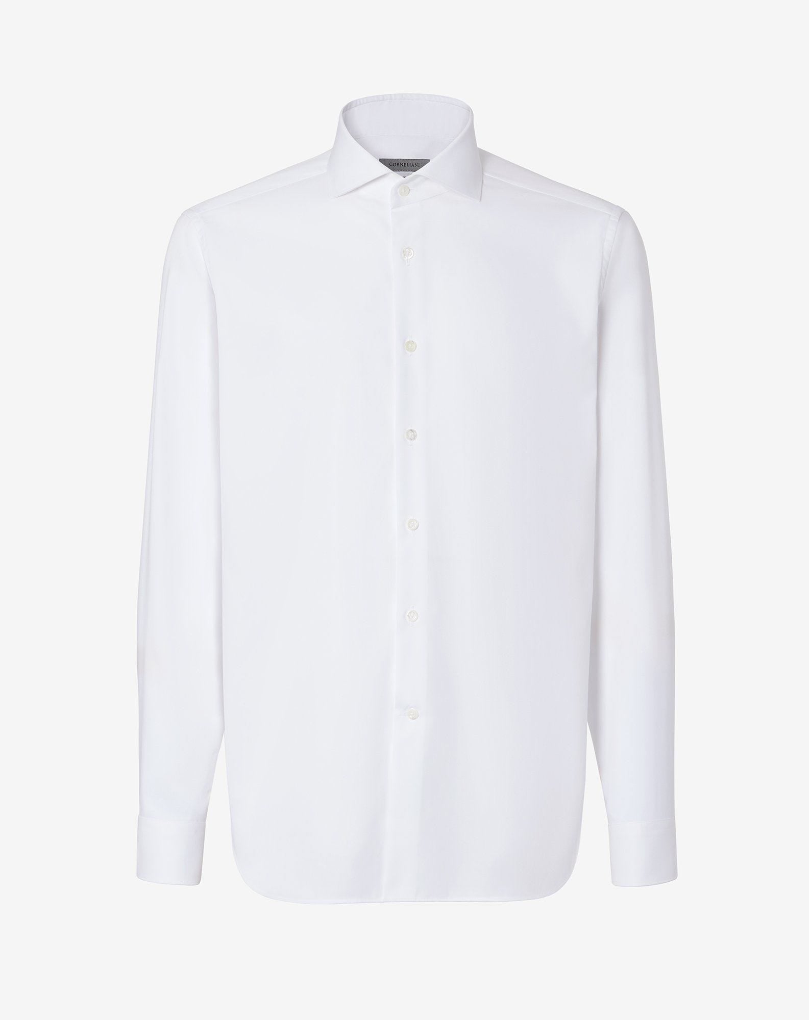 Shirt bianca in cotone oxford con micro fantasia
