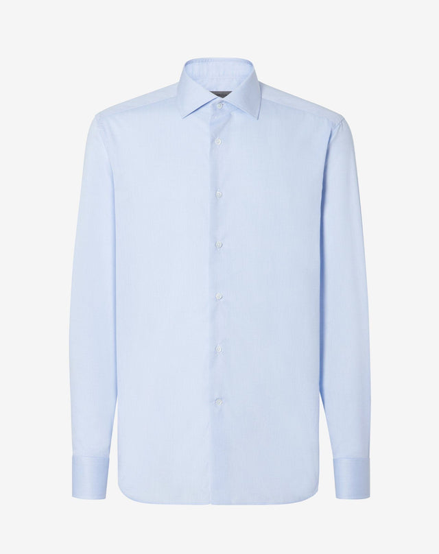 Shirt azzurra in twill di cotone
