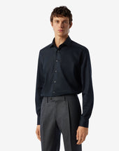 Shirt Nera In Cotone Anti Piega