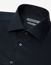 Shirt Nera In Cotone Anti Piega