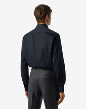 Shirt Nera In Cotone Anti Piega
