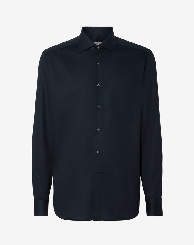 Shirt Nera In Cotone Anti Piega