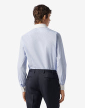 Shirt A Righe Azzurre In Cotone Anti Piega