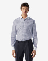 Shirt A Righe In Cotone Anti Piega