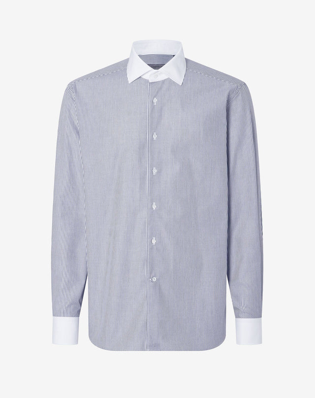 Shirt A Righe In Cotone Anti Piega