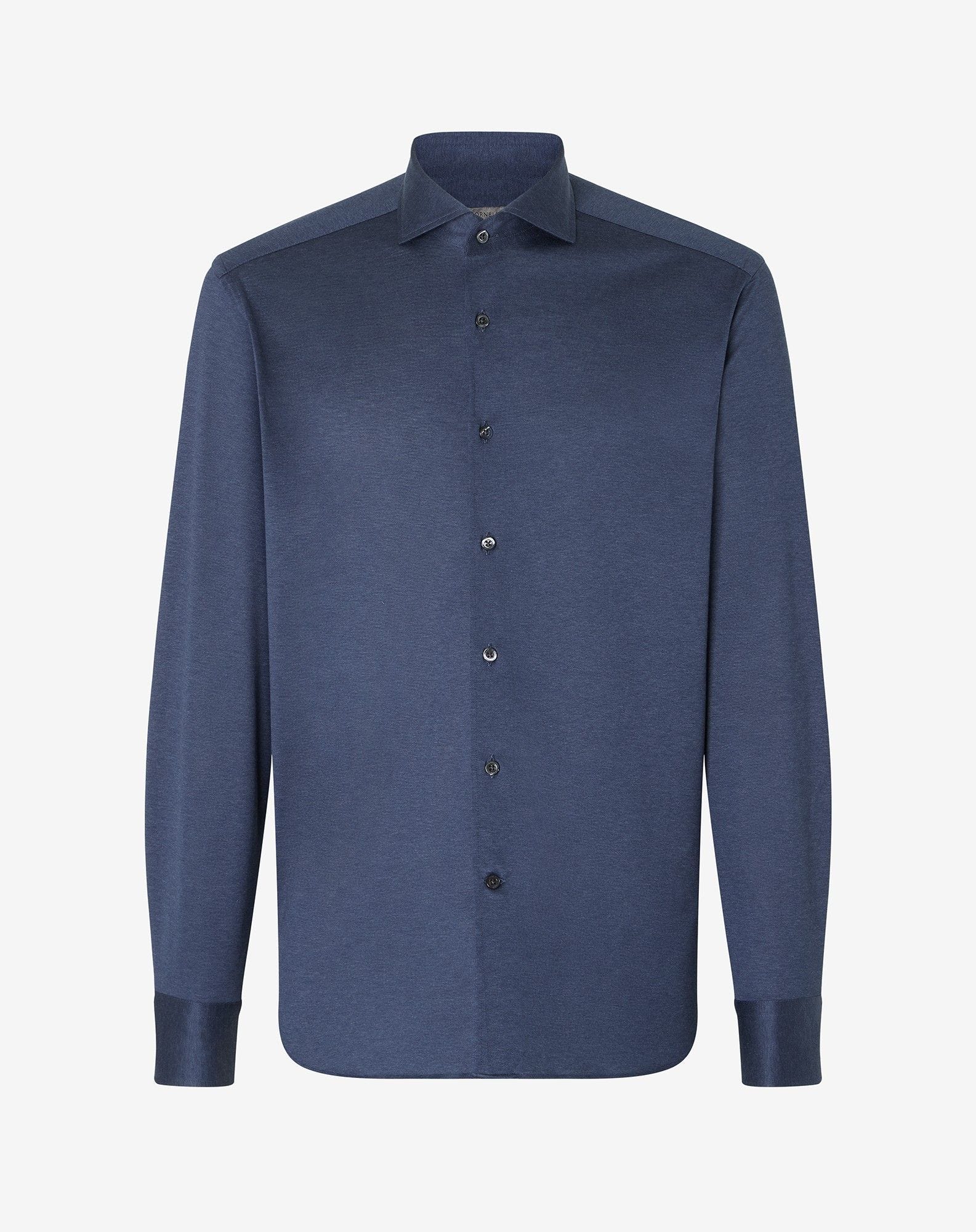 Shirt blu in jersey di cotone