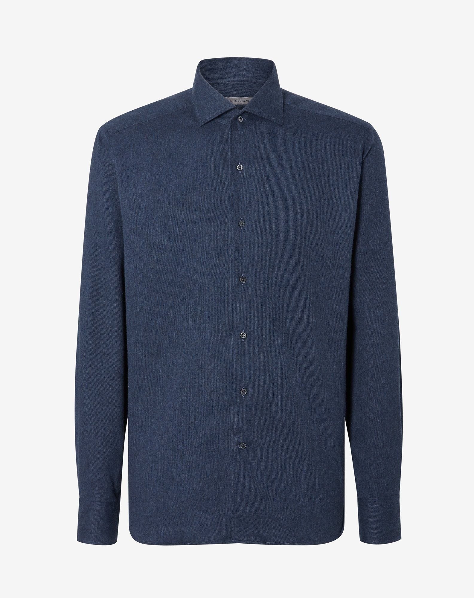Shirt blu in flanella di cotone