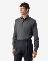 Shirt Grigia In Flanella Di Cotone