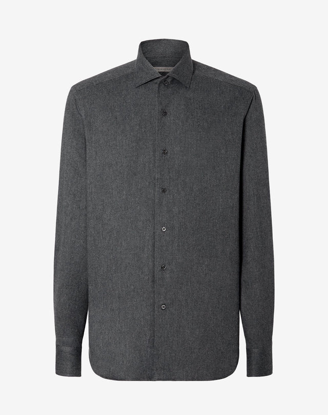 Shirt grigia in flanella di cotone