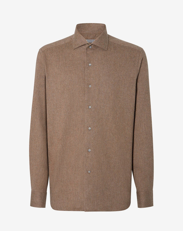 Shirt marrone in flanella di cotone