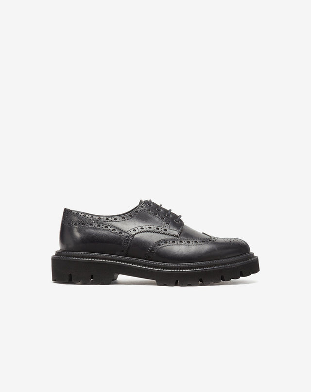 Shoe Derby Nera In Pelle Di Vitello