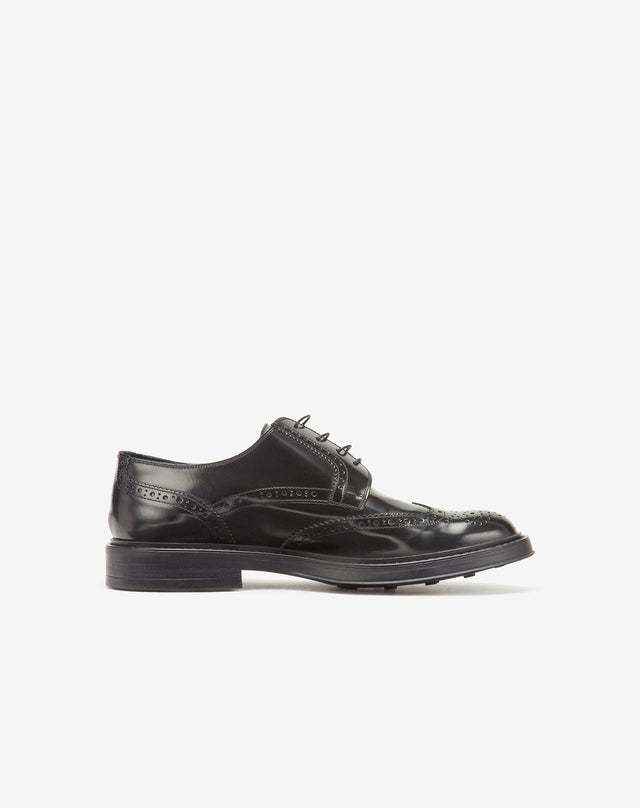 Shoes Derby Nere In Pelle Di Vitello Spazzolato
