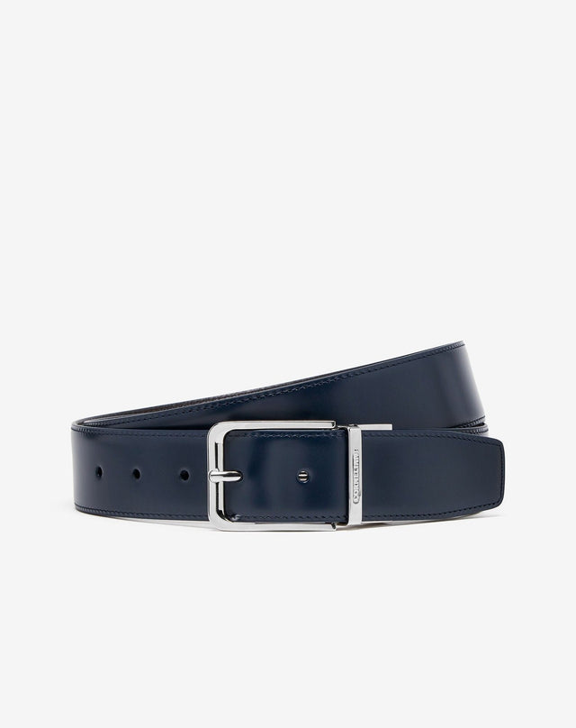 Belt Reversibile In Pelle Con Stampa Alce