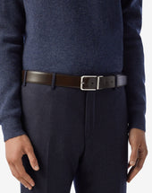 Belt Reversibile E Blu Navy In Pelle Con Stampa Alce