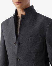 Jacket A Quattro Bottoni Grigia In Jersey Di Lana