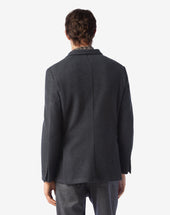Jacket A Quattro Bottoni Grigia In Jersey Di Lana