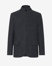Jacket A Quattro Bottoni Grigia In Jersey Di Lana