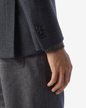 Jacket A Quattro Bottoni Grigia In Jersey Di Lana