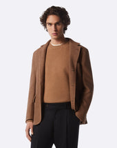 Jacket A Tre Bottoni Cammello In Lana Jersey