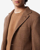 Jacket A Tre Bottoni Cammello In Lana Jersey