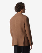 Jacket A Tre Bottoni Cammello In Lana Jersey