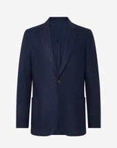 Jacket a due bottoni blu in lana jersey